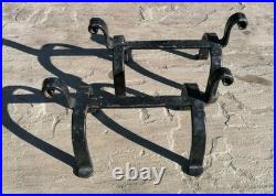 Vintage Antique English Fireplace Hearth Andirons Cast Iron Fire Dogs Rare
