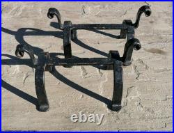 Vintage Antique English Fireplace Hearth Andirons Cast Iron Fire Dogs Rare