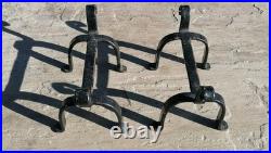 Vintage Antique English Fireplace Hearth Andirons Cast Iron Fire Dogs Rare