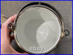 Vintage Antique English Imari Porcelain & Silver Plated Biscuit Barrel / Jar