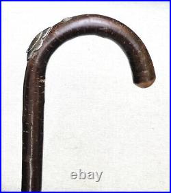 Vintage Antique English JH Silver Gadget Horse Measuring Walking Stick Cane Old
