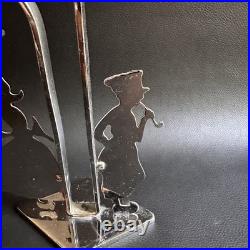 Vintage Antique English Made Art Deco Chrome Silhoette Candle Holder Candelabra