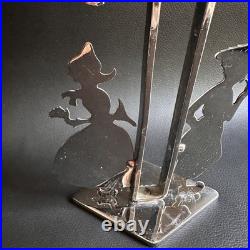 Vintage Antique English Made Art Deco Chrome Silhoette Candle Holder Candelabra