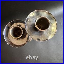 Vintage Antique English Made Art Deco Chrome Silhoette Candle Holder Candelabra