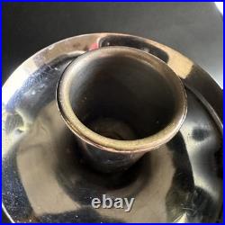 Vintage Antique English Made Art Deco Chrome Silhoette Candle Holder Candelabra