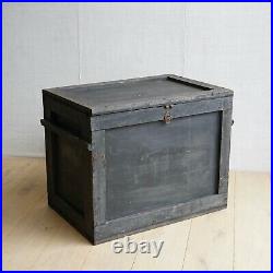 Vintage Antique English Mahogany Painted Black Chest Trunk From Eltham
