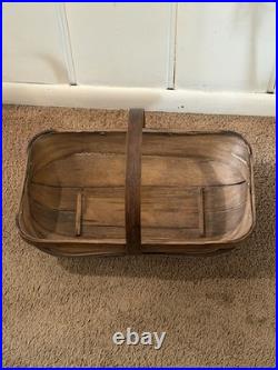 Vintage Antique English Old Sussex Wooden Trug Garden Basket
