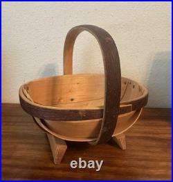 Vintage Antique English Old Sussex Wooden Trug Garden Basket 8.5 tall