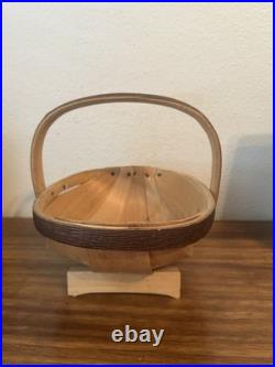 Vintage Antique English Old Sussex Wooden Trug Garden Basket 8.5 tall