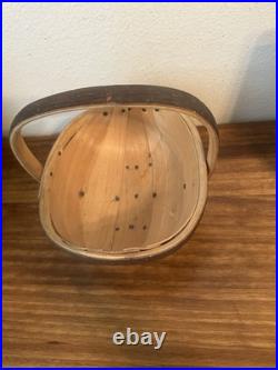 Vintage Antique English Old Sussex Wooden Trug Garden Basket 8.5 tall