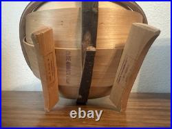 Vintage Antique English Old Sussex Wooden Trug Garden Basket 8.5 tall