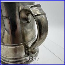 Vintage Antique English Pewter Pint Tankard or Mug, James Yates, 19th Century