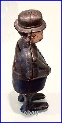 Vintage Antique English Policeman Cast Iron Toy Money Coin Safe Box Piggy Bank