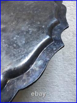 Vintage Antique English Silver plated Gallery Oval Ornate Serving Tray 23L