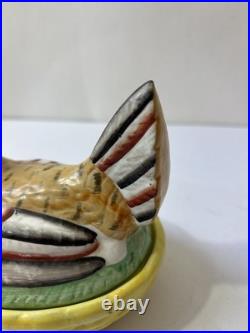 Vintage Antique English Staffordshire Hen Chicken on Nest Ceramic Covered Tureen