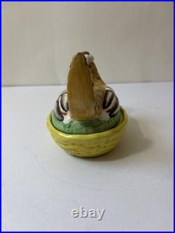 Vintage Antique English Staffordshire Hen Chicken on Nest Ceramic Covered Tureen