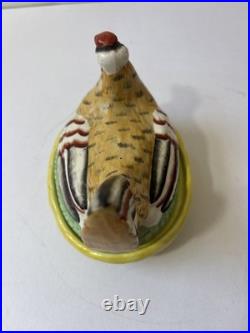 Vintage Antique English Staffordshire Hen Chicken on Nest Ceramic Covered Tureen