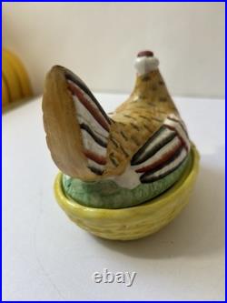 Vintage Antique English Staffordshire Hen Chicken on Nest Ceramic Covered Tureen