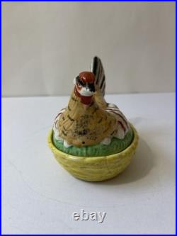 Vintage Antique English Staffordshire Hen Chicken on Nest Ceramic Covered Tureen