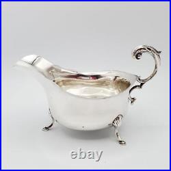 Vintage Antique English Sterling 6 Sauce Boat Hoof Feet Acanthus Handle