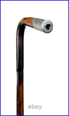 Vintage Antique English Sterling Silver Nose Bamboo Shaft Walking Stick Cane Old