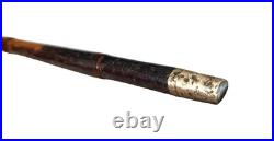 Vintage Antique English Sterling Silver Nose Bamboo Shaft Walking Stick Cane Old