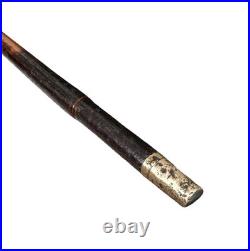 Vintage Antique English Sterling Silver Nose Bamboo Shaft Walking Stick Cane Old