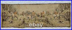 Vintage Antique English Tapestry Hunting Dog Pictorial Wall Hanging Decor France