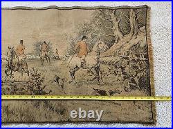 Vintage Antique English Tapestry Hunting Dog Pictorial Wall Hanging Decor France