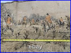 Vintage Antique English Tapestry Hunting Dog Pictorial Wall Hanging Decor France