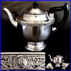 Vintage/Antique English Viners Silver Plated Tea Pot, Cramer & Sugar Bowl (1kg)