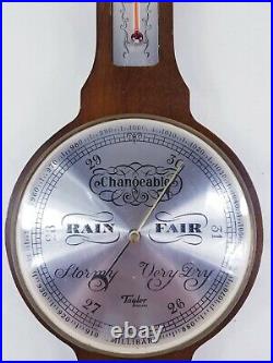Vintage Antique English Wheel Barometer Beautiful Brown wood