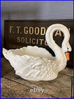 Vintage Antique Faux Stone Swan Planter White LARGE 64cm