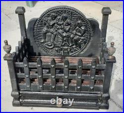 Vintage Antique Fire Basket Grate Box Fireplace 1900s cast iron country cottage
