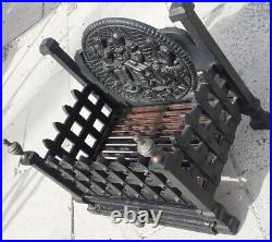 Vintage Antique Fire Basket Grate Box Fireplace 1900s cast iron country cottage