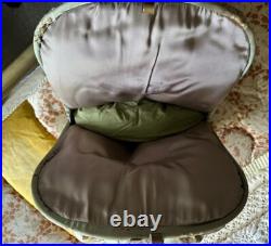 Vintage Antique Green English Satin Floral Padded Tea Cozy W Brass Clasp (Rare)