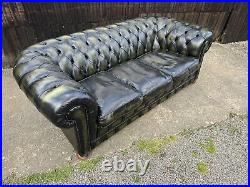 Vintage Antique Green Leather Chesterfield Sofa 3 Seater FREE DELIVERY