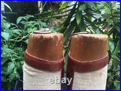 Vintage / Antique Leather & Canvas English Riding Safari Boots With Wooden Trees