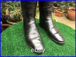 Vintage / Antique Leather English WW1 Captains Riding Boots Wood Brass Trees