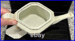 Vintage Antique Leeds Type Pearlware Swan Finial Fluted Tea Pot, c. 1800