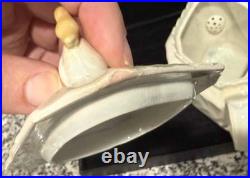 Vintage Antique Leeds Type Pearlware Swan Finial Fluted Tea Pot, c. 1800