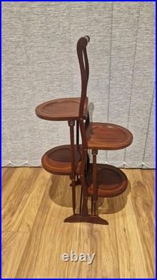 Vintage/Antique Mahogany 4 Tiered Folding Cake Plant Stand Wooden