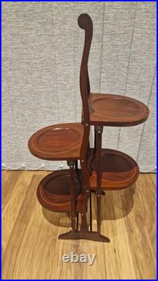 Vintage/Antique Mahogany 4 Tiered Folding Cake Plant Stand Wooden