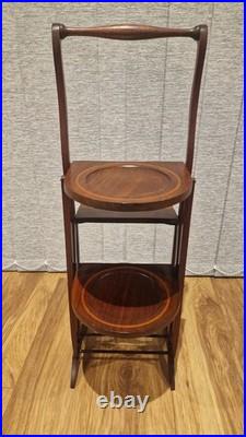 Vintage/Antique Mahogany 4 Tiered Folding Cake Plant Stand Wooden
