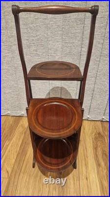 Vintage/Antique Mahogany 4 Tiered Folding Cake Plant Stand Wooden