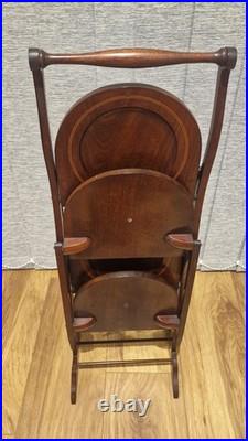 Vintage/Antique Mahogany 4 Tiered Folding Cake Plant Stand Wooden