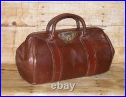 Vintage/Antique Mini English Leather Gladstone Bag Leather Doctors Bag