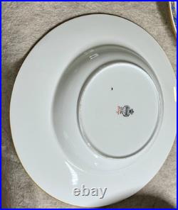 Vintage Antique Minton English Rose Porcelain Five (5) Large Rim Soup Bowls