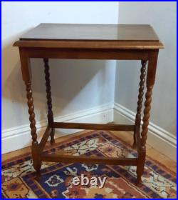 Vintage Antique Oak Side Table Barleytwist legs