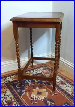 Vintage Antique Oak Side Table Barleytwist legs
